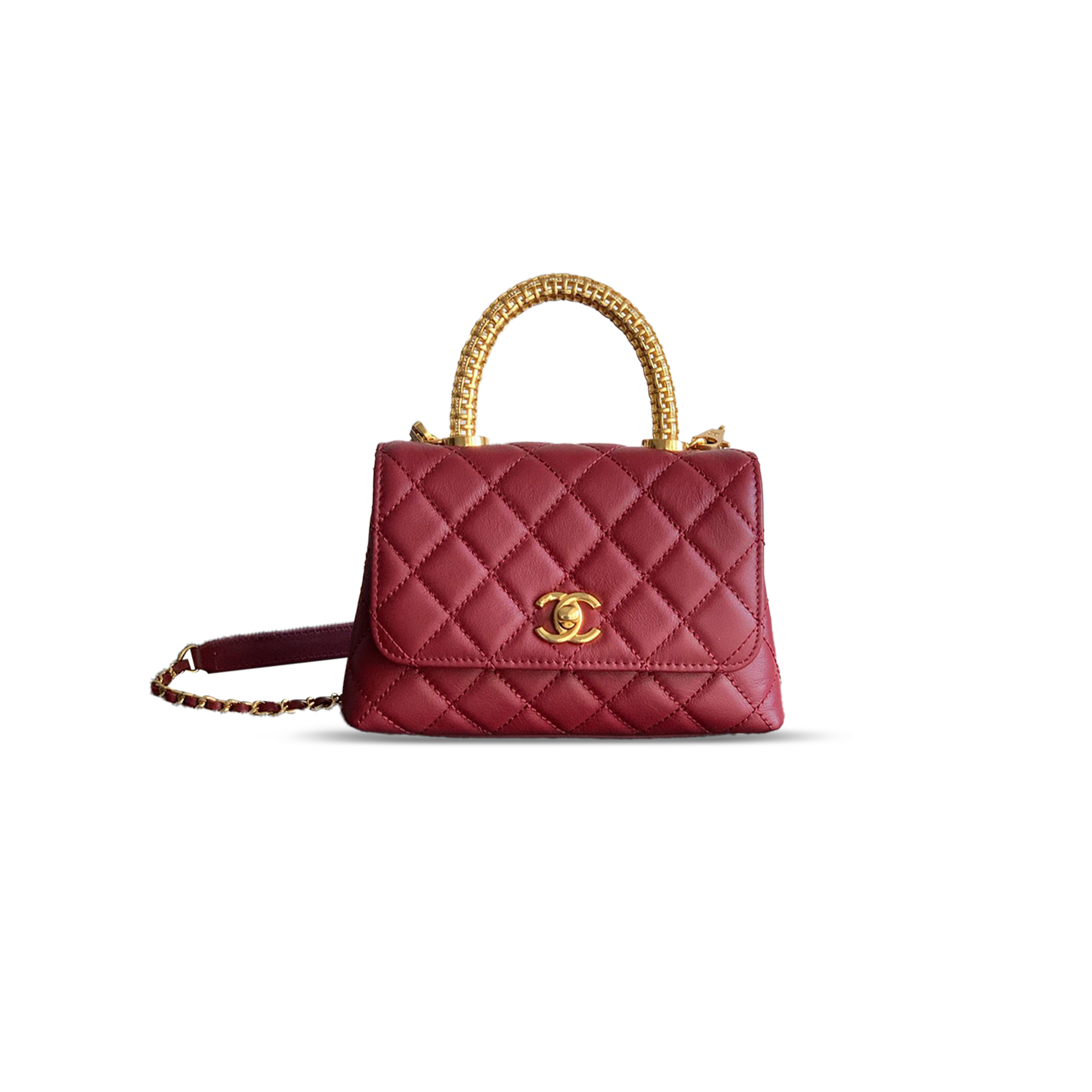 CHANEL MINI 25A CALFSKIN QUILTED TOP HANDLE FLAP BAG AS2212 (19*13*9cm)